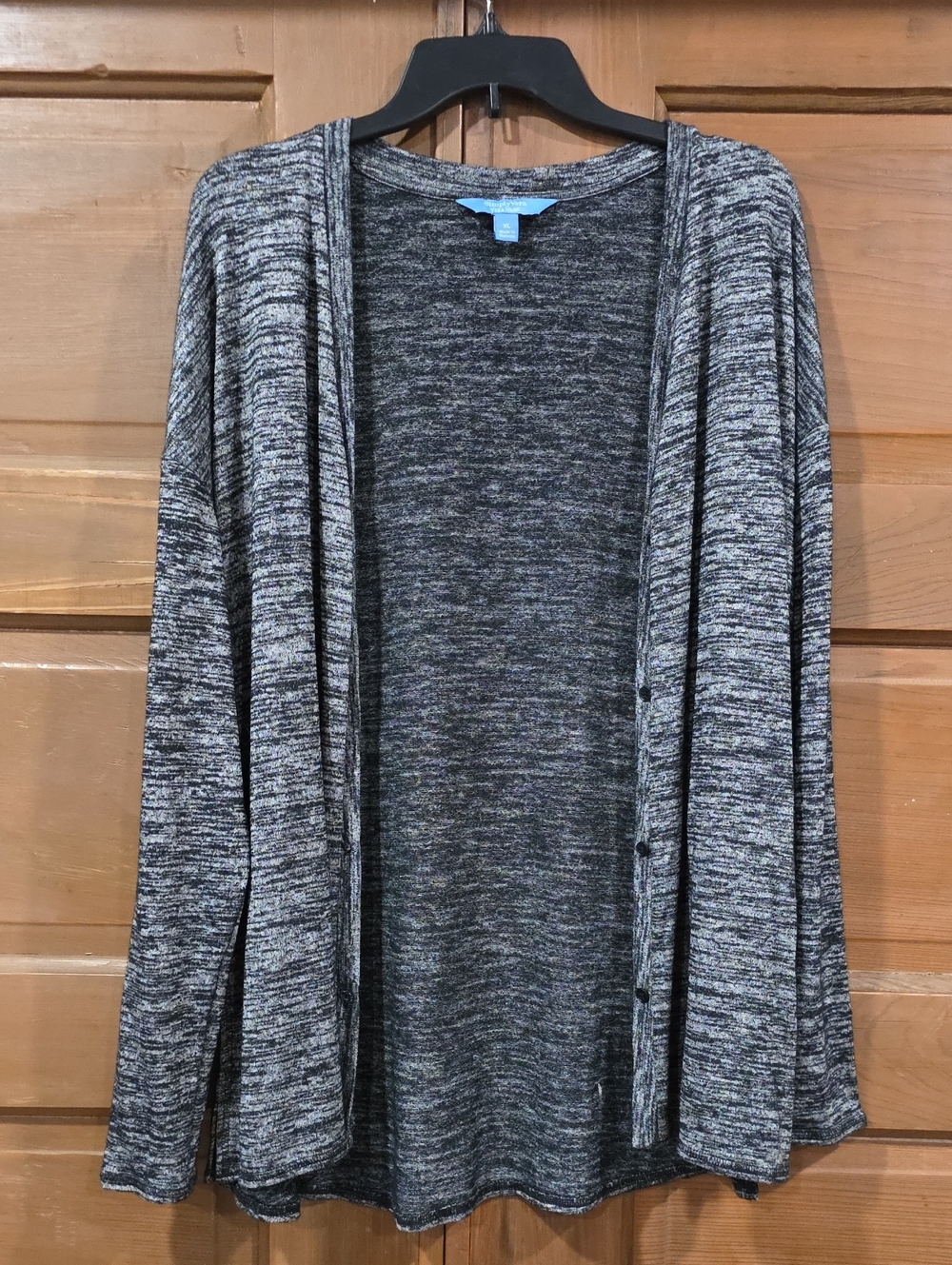 Simply Vera Vera Wang Marled Gray Open-Front Cardigan